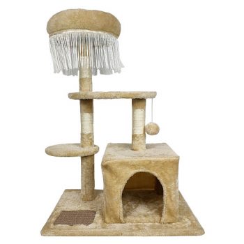 Cat Tree Condo With Scratching Board And Top Perch