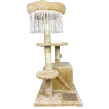 Cat Tree Condo With Scratching Board And Top Perch